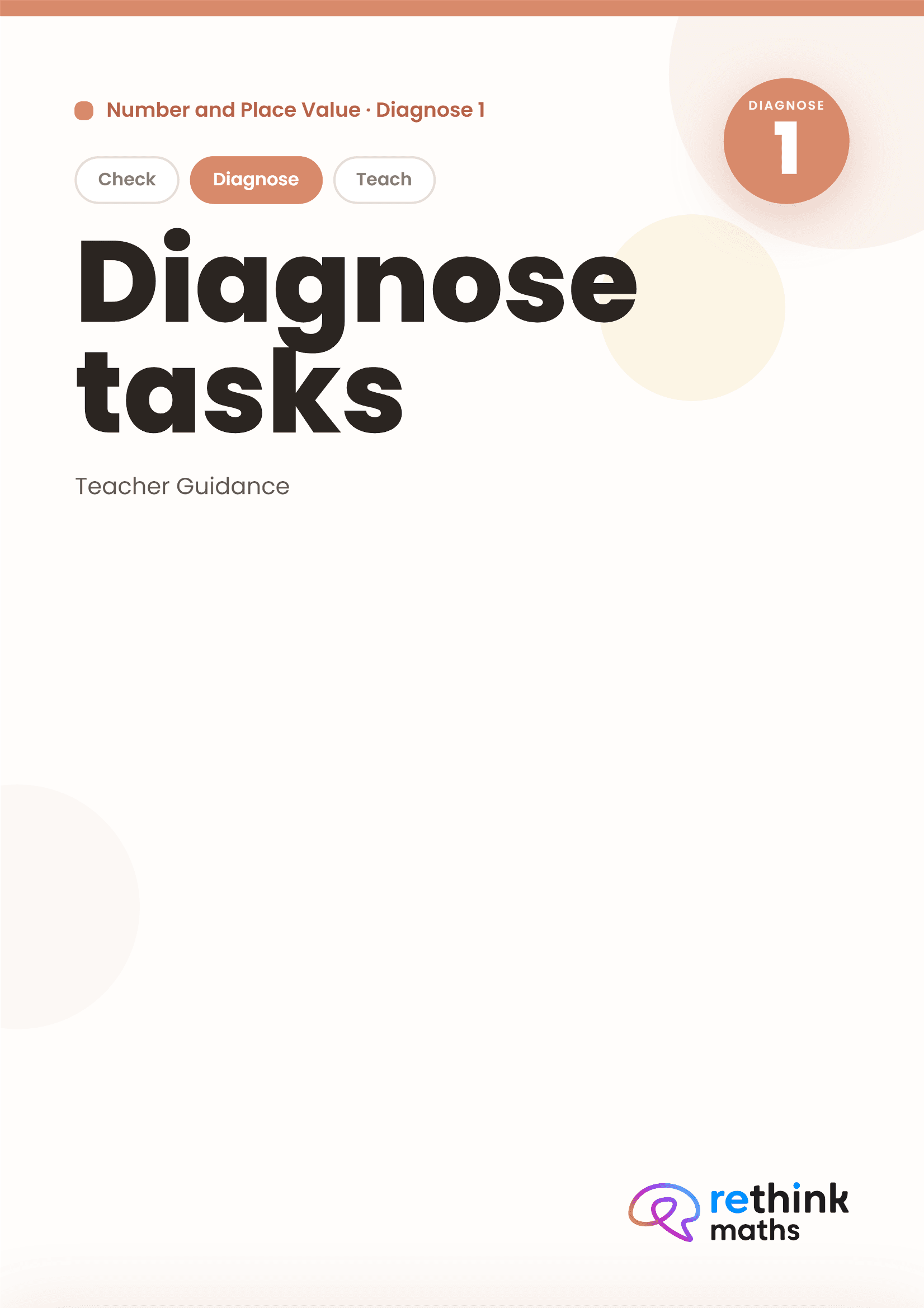 Front cover of the Groundwork Maths Number & Place Value Diagnose 1 tasks teacher guidance.