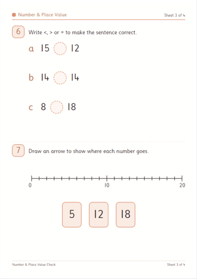Example Groundwork Maths Check sheet for Number & Place Value.